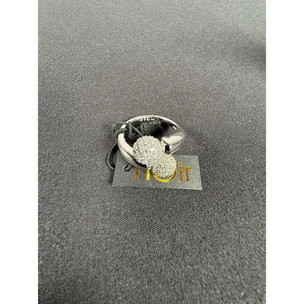 nOir Jewelry Silver Dee Pave Ring Size 8 - Picture 5 of 7